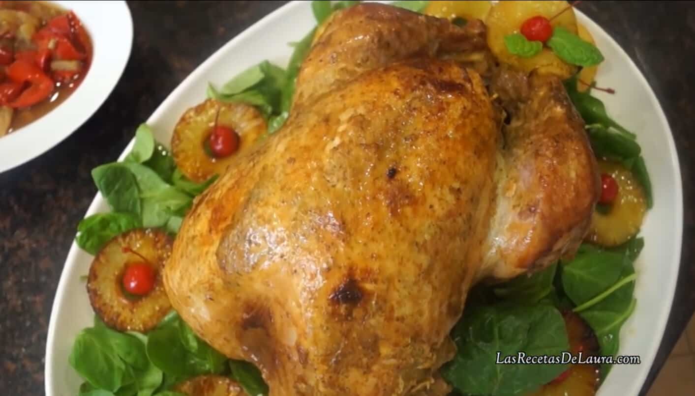 Receta de Pavo al Horno con Vino Blanco y Jugo de Piña, estilo Hawaiano