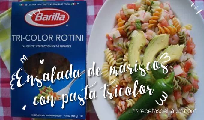 pasta tricolor con mariscos - Las recetas de Laura