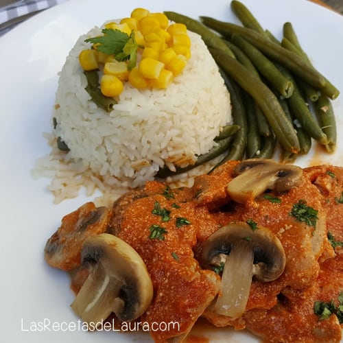 Pollo al chipotle con champiñones - las recetas de Laura