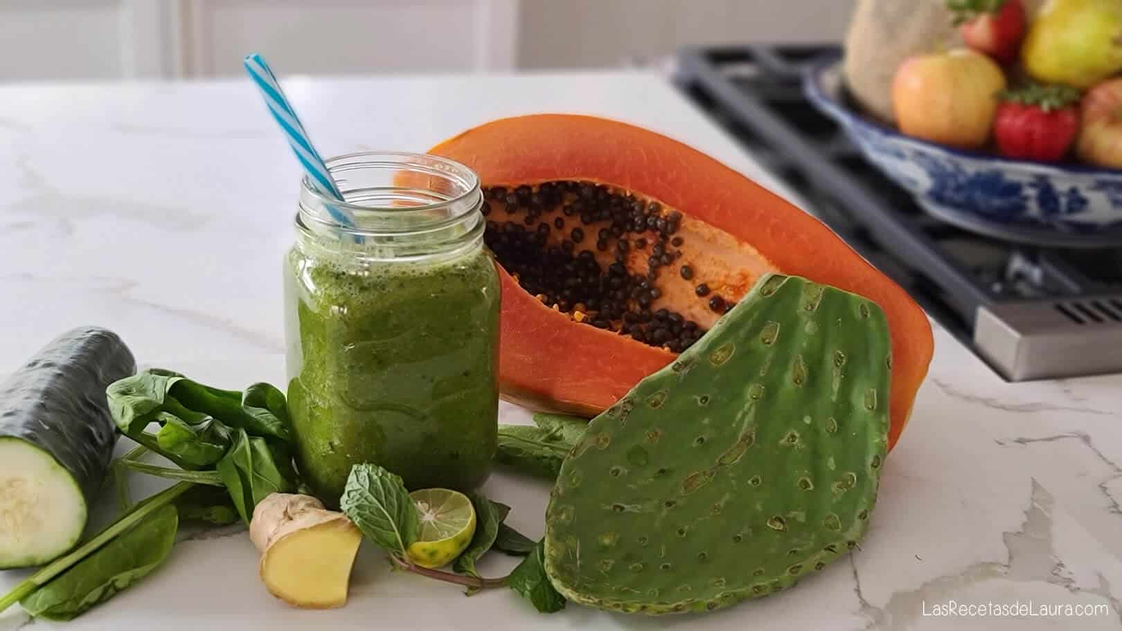 licuado de nopal con papaya