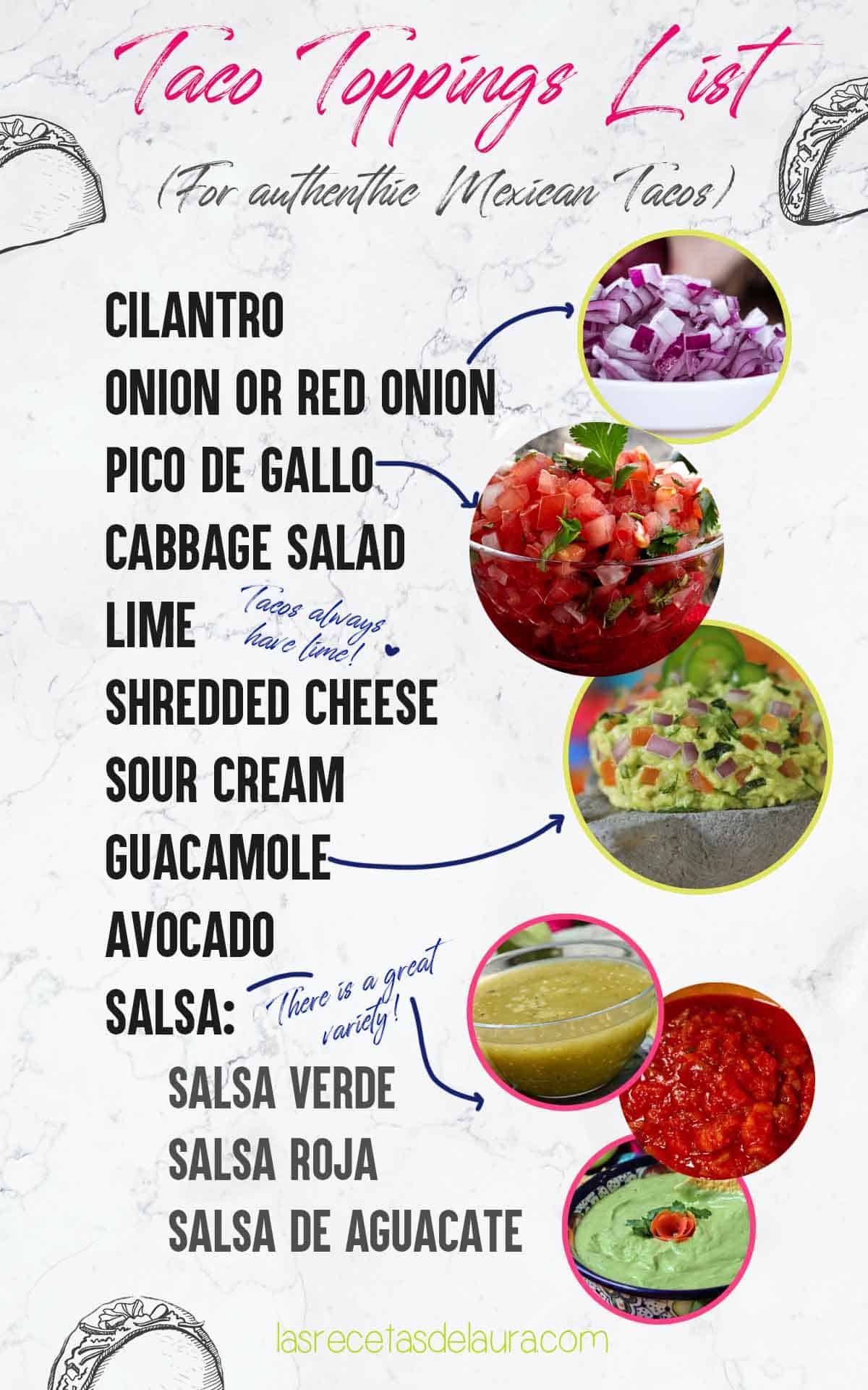 tacos toppings