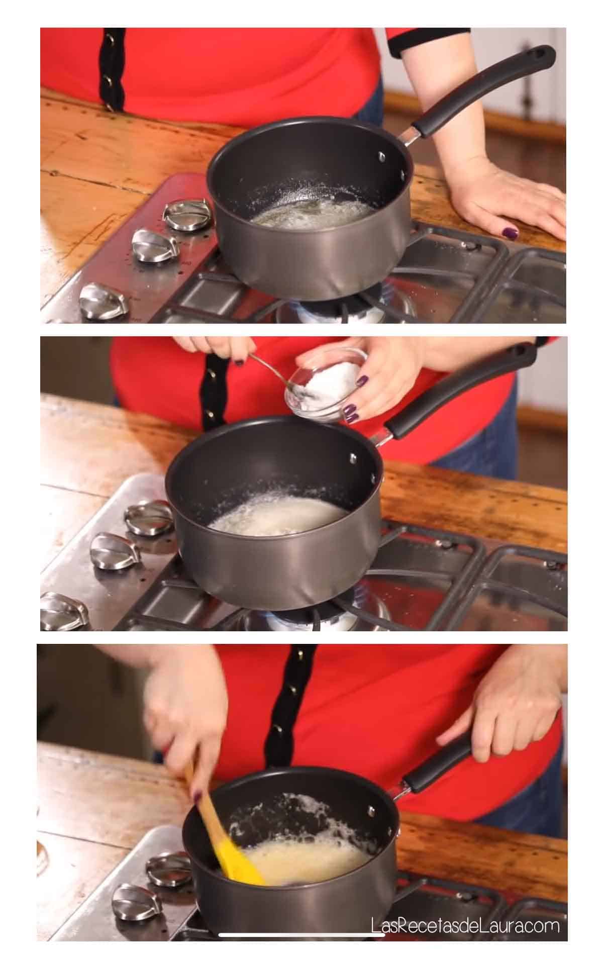 sarten con los pasos del gravy casero y rico