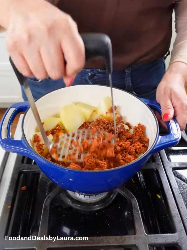 papas con chorizo para tacos sudados