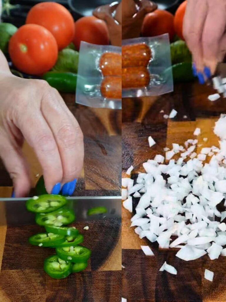 Picar jalapeño y cebolla