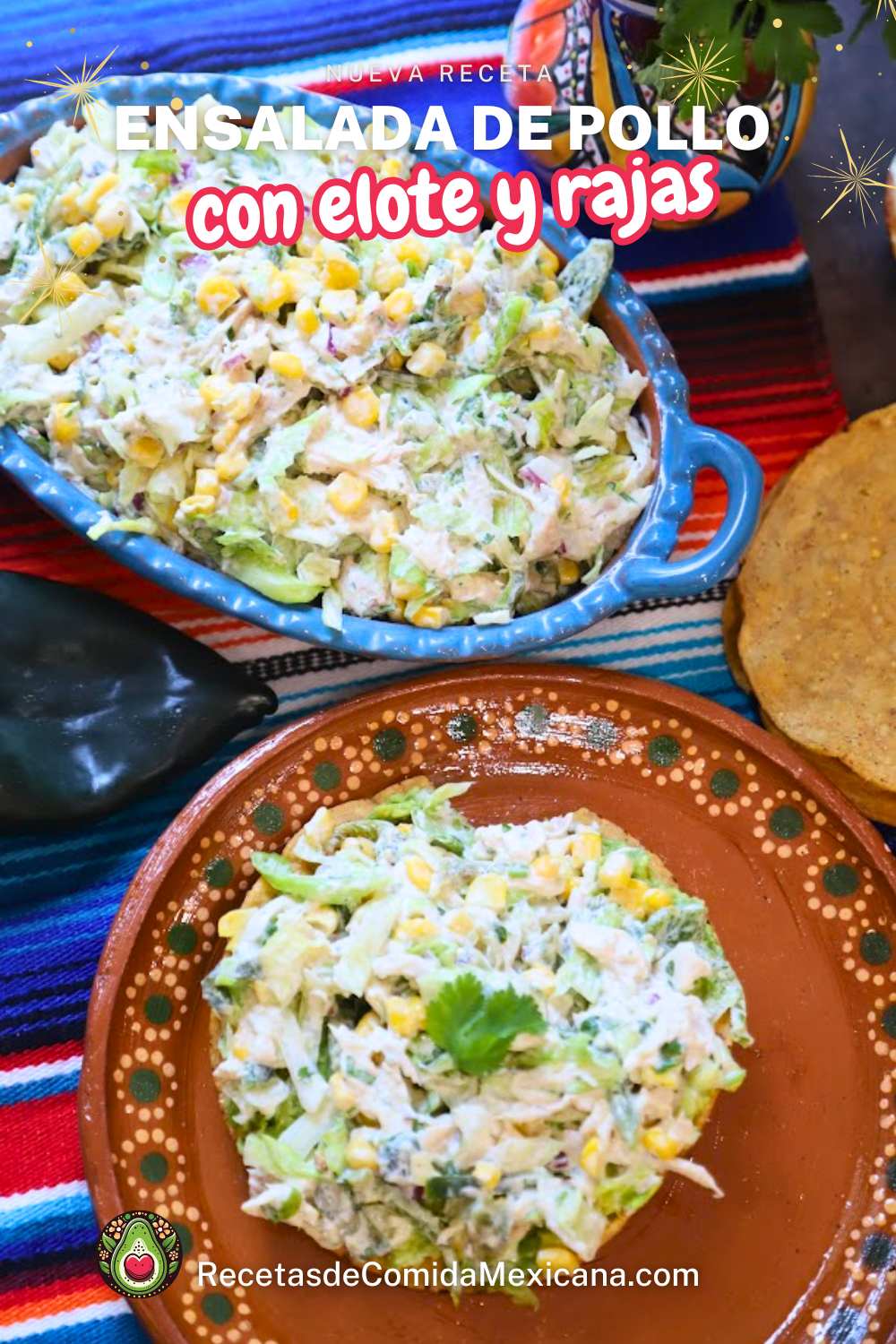 Ensalada de pollo con elote y rajas